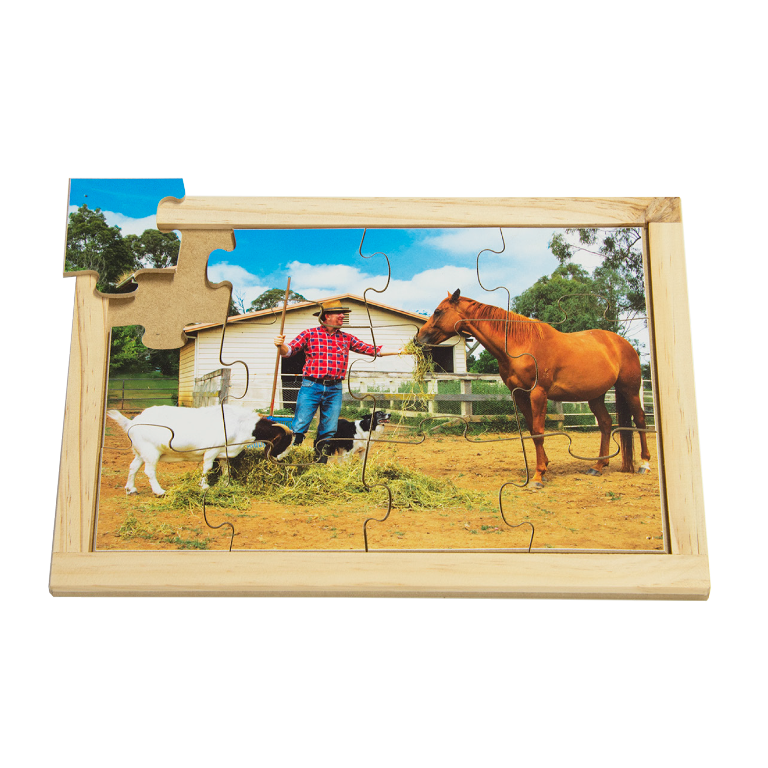 Farmer Feeding Animals Farm Puzzle